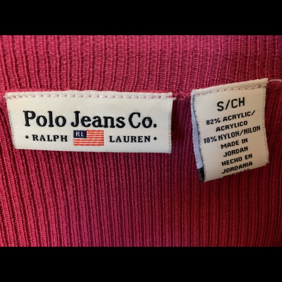 Polo Jeans Sweater Pink V Neck Size S - Picture 2 of 2